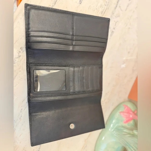 Coach Vintage Y2K Black Monogram Fabric & Leather Full Size Snap Open Wallet - Picture 11 of 12